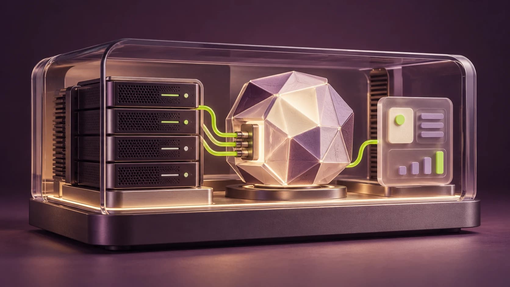 On-premise private language model container and local data bridge to application infrastructure.