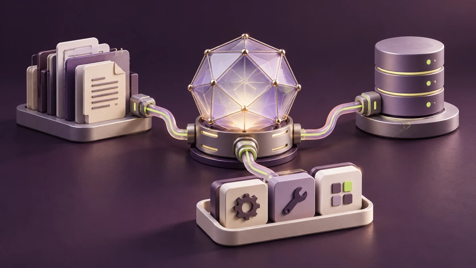 Model Context Protocol architecture connecting AI models universally to disparate enterprise data sources and tools.