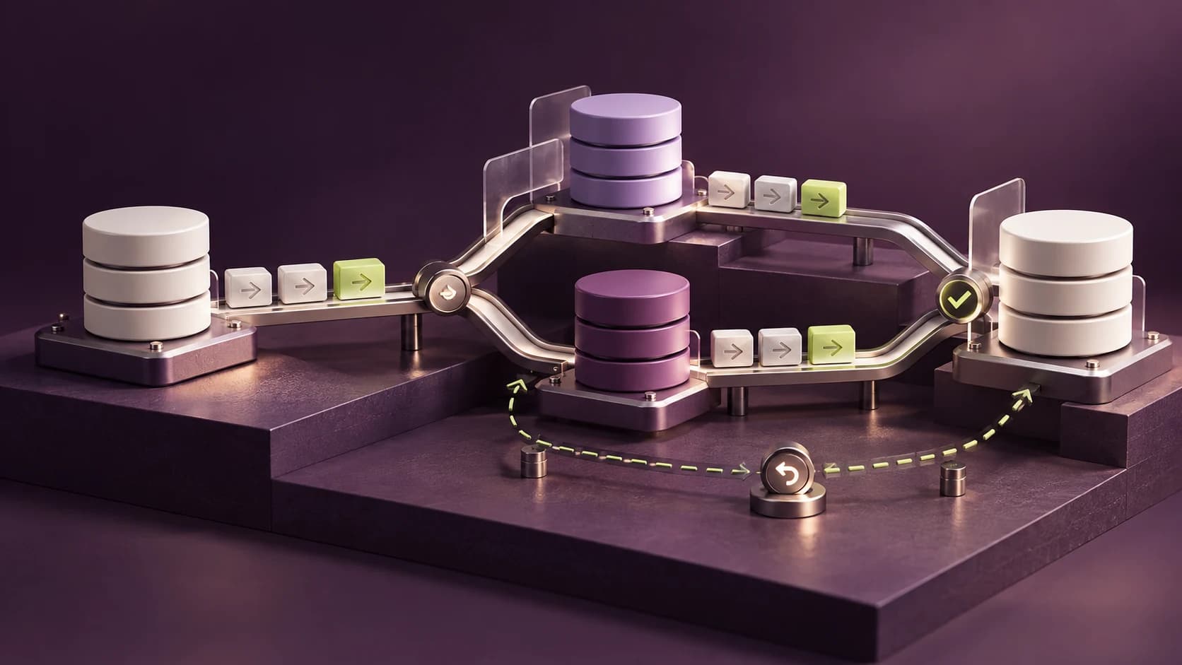 Database CI/CD deployment pipeline demonstrating version control, staging, and automated rollbacks.